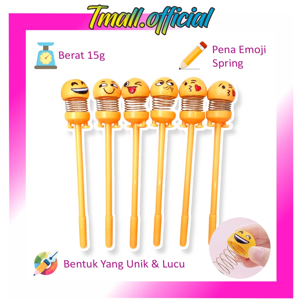 

❄ TMALL ❄ R163 Pena Emoji Spring Pulpen karakter EMOTICON SOUVENIR bouncing goyang unik lucu murah
