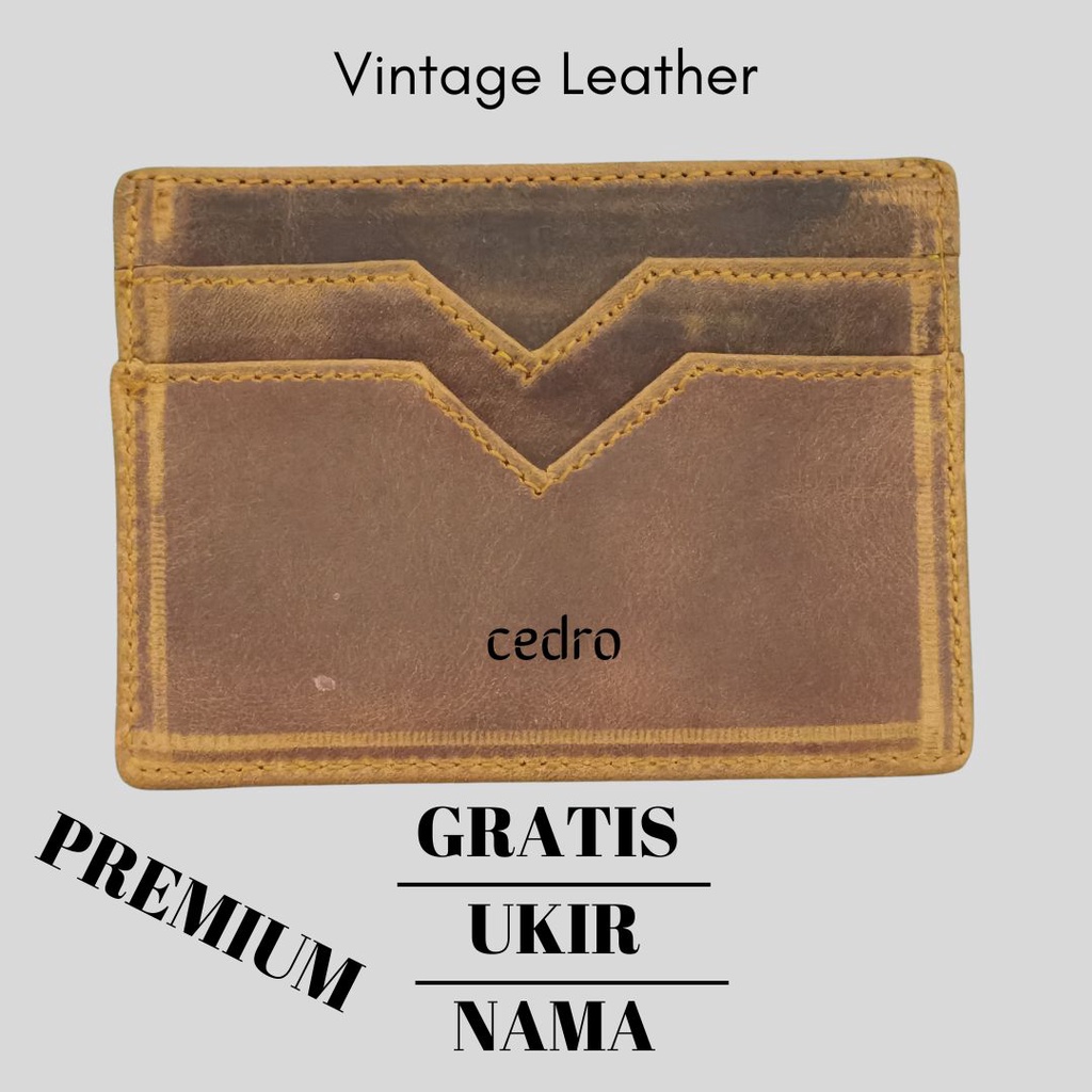 DOmpet Kartu tipe Venom kulit Asli vintage Leather