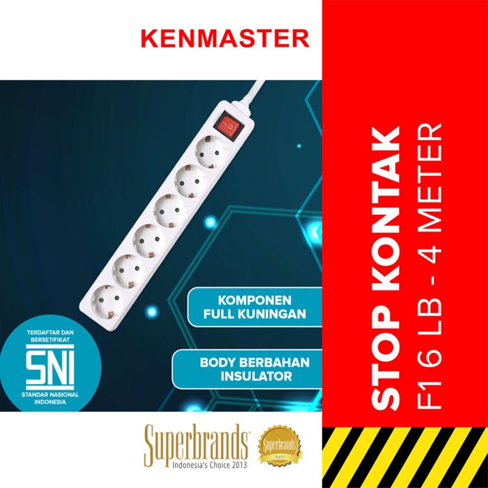 Kenmaster F1 Stop Kontak 6 Lubang 4 Meter - StopKontak 6LB 4M