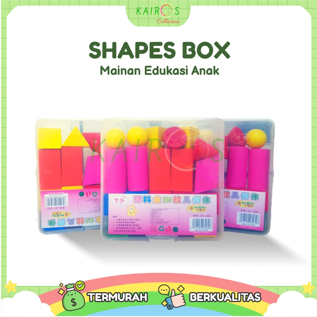 Mainan Edukasi Anak Balok Kayu Susun Aneka Bentuk Shapes Box