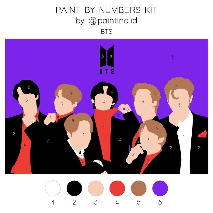 

Paint by Numbers Kit: BTS | Paint Inc. ID | Painting Kit | - Tanpa Kuas