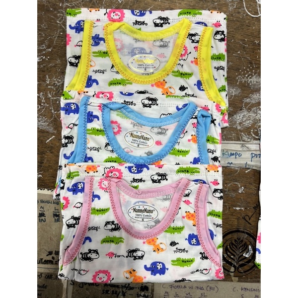 (6pcs) Singlet kensi kutang bayi baby Nanno nano fullprint TERMURAH