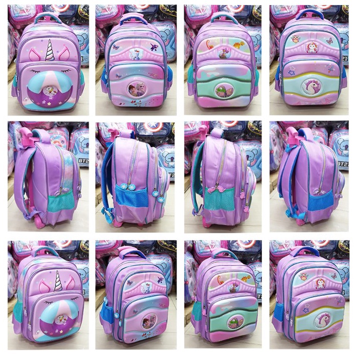 Tas Koper Tas Dorong Trolley Sd Anak Perempuan Unicorn Dino Frozen Odet Import