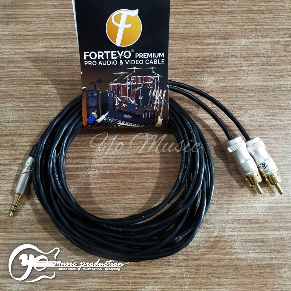 Jack RCA Left RCA Right Kiri kanan ke Jack 3.5 mm Aux Canare Amphenol