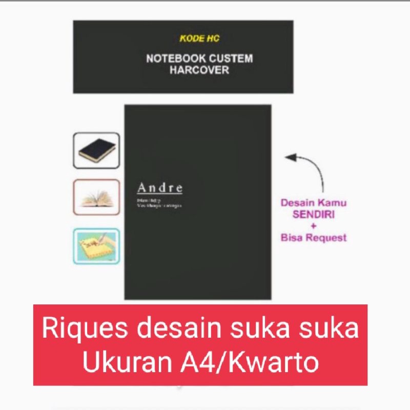 

Bloknote Custem ukuran A4/ Kwarto 200 lmbar