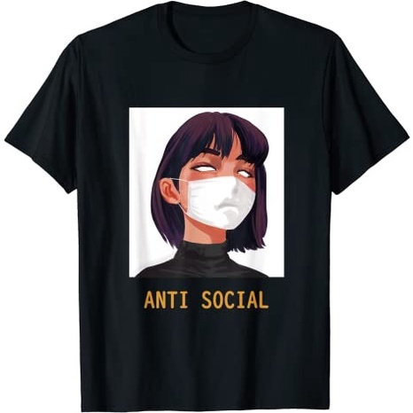 Baju Antisocial Aesthetic Vaporwave Anime Japanese Goth T-Shirt