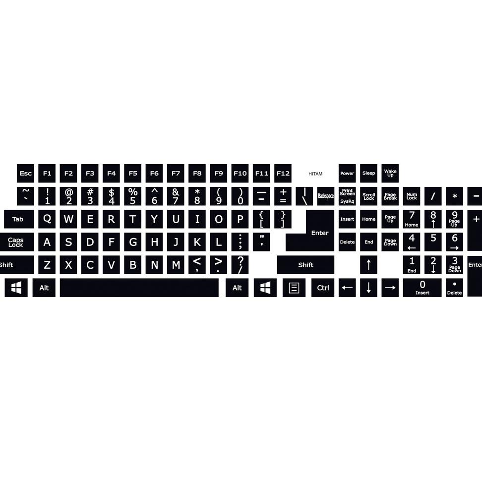 ⇣ keyboard sticker english full keyboard BACKGROUND BERMACAM WARNA FONT PUTIH untuk PC Komputer 107 
