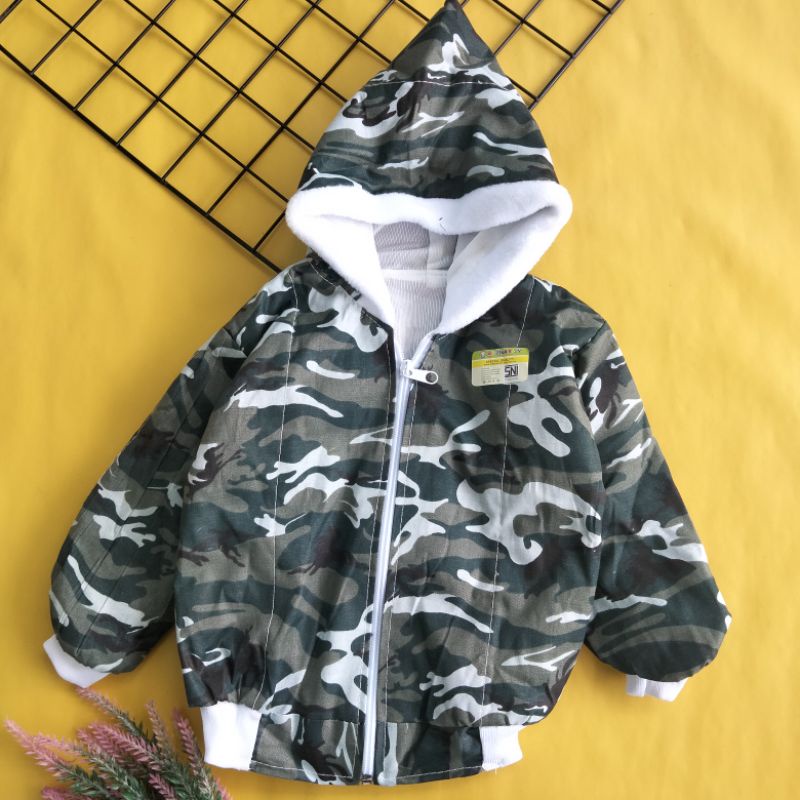 baju hangat bayi 3-12 bulan motif army