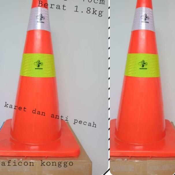 Jual TRAFFIC CONE 75CM KERUCUT BAHAN RUBBER MURAH SAFETY CONE BASE ...