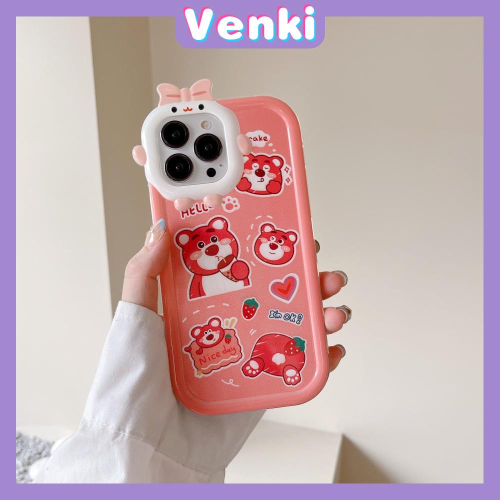 iPhone Case Silicone Soft Little Monster Case Glossy Cute Pink Bear Airbag Shockproof Protection Camera Compatible For iPhone 14 Pro Max 13 12 11 Pro 7 8 Plus XR