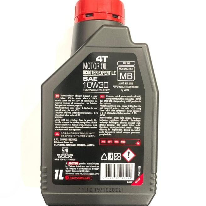 OLI MOTUL SCOOTER EXPERT LE 10W30 1LITER NMAX PCX AEROX VARIO 125 150