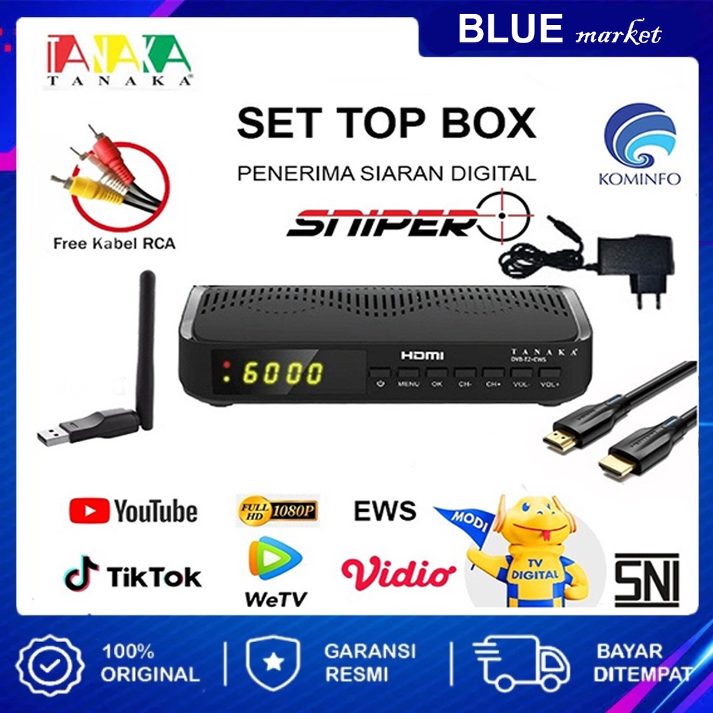 SET TOP BOX TV DIGITAL TANAKA T2 SNIPER DVB T2 EWS UHF HD / ALAT TV DIGITAL SET TOP BOX / STB TV DIGITAL / SET TOP BOX DIGITAL