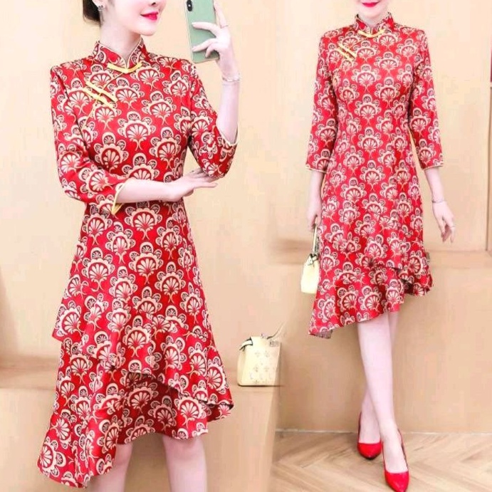 0996 Baju dress gaun pesta CNY Chinese new year Imlek cheongsam dres Korea premium wanita import baj