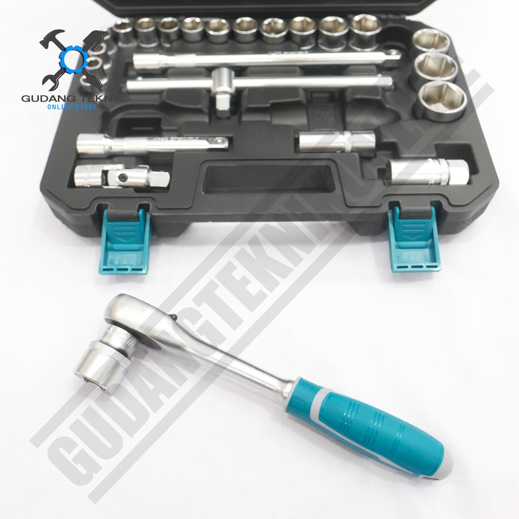 Kunci Shock 1/2&quot; 1 Set 10-32mm 25Pcs THT121251 TOTAL /  Kunci Socket Sok 1/2 Inch 10-32 mm SET 25 Pcs THT 121251 TOTAL