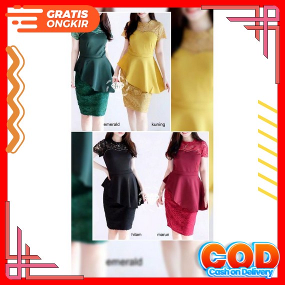 Dress Brukat Remaja Modern Dress Modern Dress Natal Baju Natal Korea Dress Wanita Dress Kondangan Dr