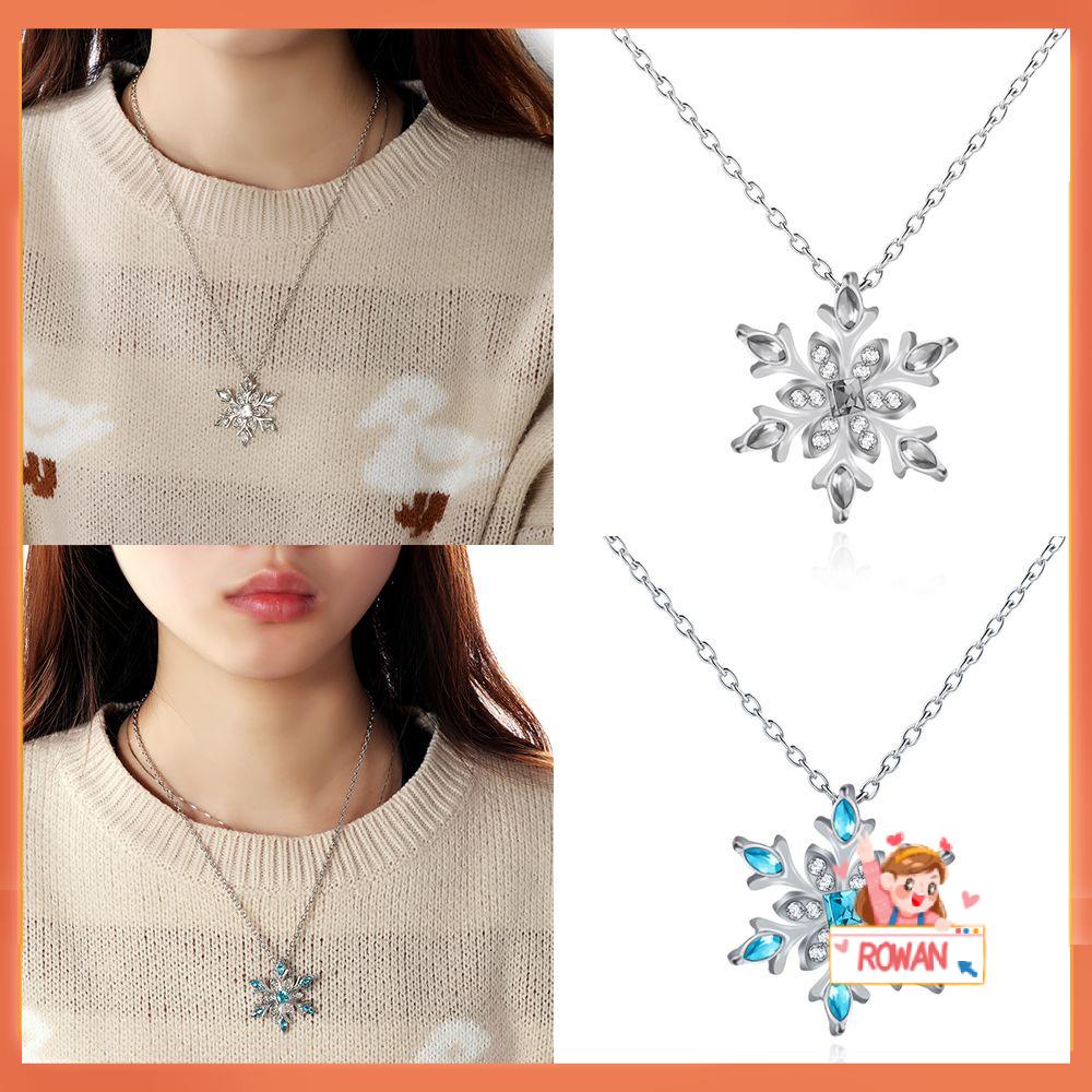 Kalung Lapis Silver Desain Snowflake Frozen Untuk Wanita