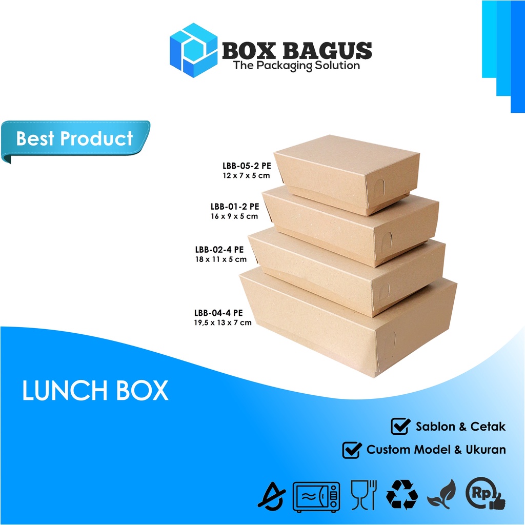 (FORMING) LUNCH BOX (M) DUS KOTAK HAMPERS MAKANAN NASI MIE BUBUR KUE SNACK 16x9x5 cm PAPER KRAFT 290 gsm LAMINASI