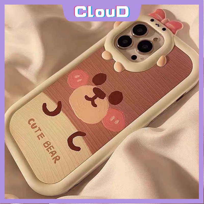 Soft Case Beruang Kartun Lucu Samsung A14 A04S A12 A50s A30s A52 A31 M32 A03s A23 A50 A13 A22 M22 A02s A33 A32 A53 A73 A11 A21s A71 A53 A03 A51 A52s 3D Bow Little Monster Lens Cover