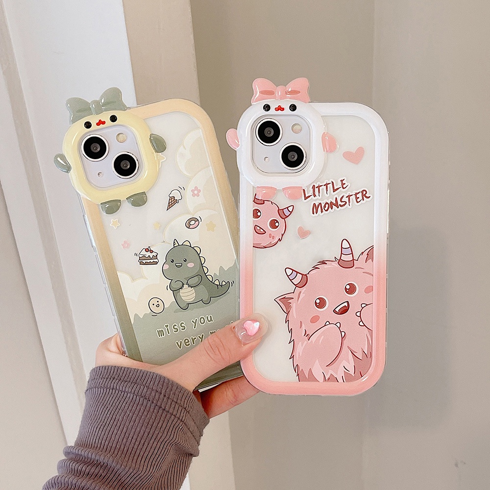 Soft Case Silikon Motif Kartun Monster Dinosau Untuk iPhone 11 12 13 14 Pro Max 6s 6 Plus 7 8 Plus XR X XS Max SE 2020 2022 14 Plus