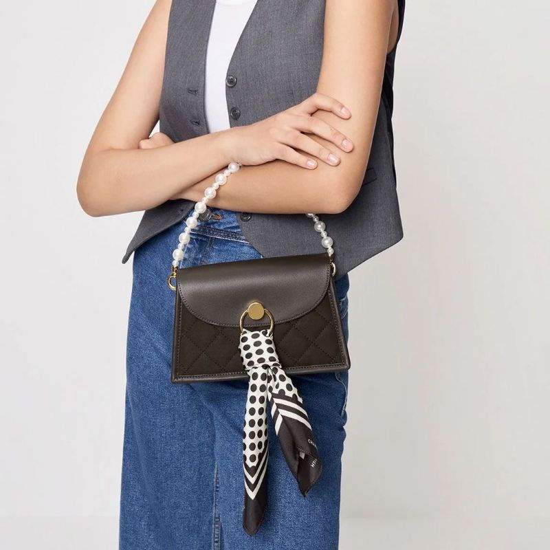 CK Roza Scarf Quilted Trapeze Bag