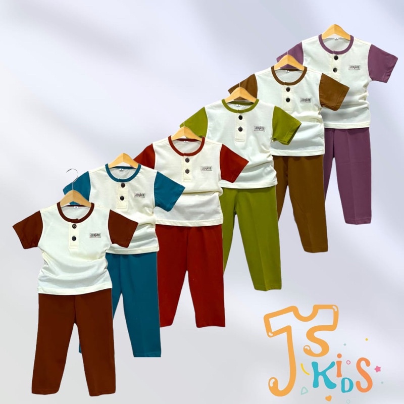 JISA Kids - Baju Anak / Setelan Anak Kombinasi Warna Kiano Kancing Depan Mirror Libby Kids