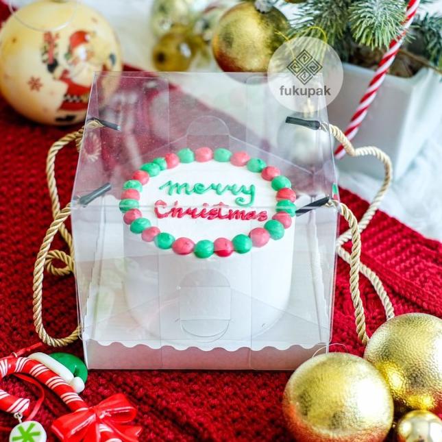 

Box Mika Tali 12x12x12 (20pcs) Kotak Mini Cake Chiffon Lapis Souvenir - Putih Tali Gold