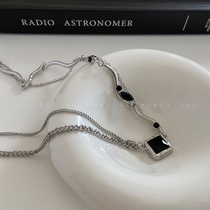 Suhao Zircon Jahitan Kalung Wanita In Angin Dingin Senior Gadis Panas Tulang Selangka Rantai Musim Panas Retro Desain Niche Trendi Keren Kalung