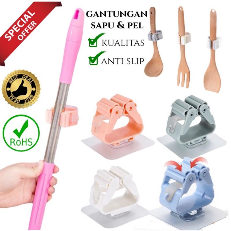 Gantungan Penggantung Cantolan Sapu Pel Dinding Mop Holder hook sapu Folding sapu
