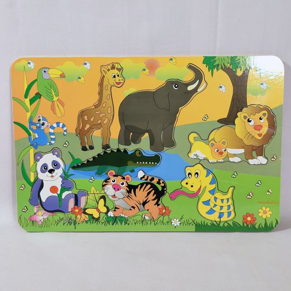 Mainan Edukasi Kayu Puzzle Belajar Binatang Anak Perempuan Laki laki usia 1 2 3 4 5 tahun Pazzel 3d 