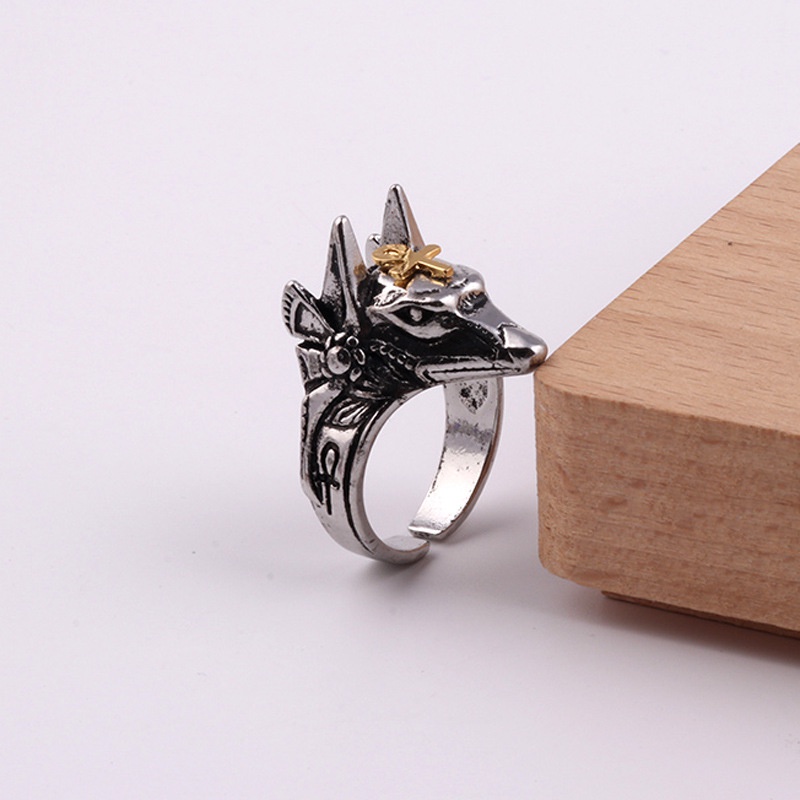 Cincin Desain Serigala Bahan alloy Gaya Etnik hipster Untuk Pria