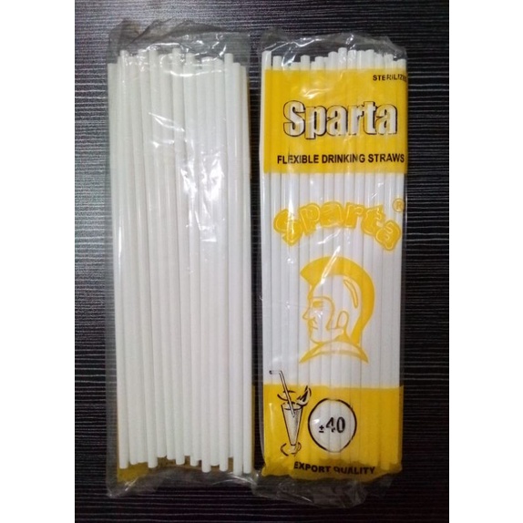 Sedotan Plastik Putih Bengkok Sparta / Fleksibel Straw