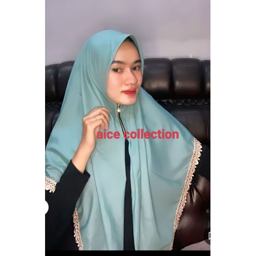 SEGIEMPAT ZIPPER RENDA BAHAN VOAL/HIJAB INSTAN RENDA/KERUDUNG RENDA