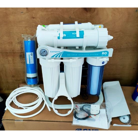 Mesin RO 500gpd reverse osmosis 500 gpd extrepure presure gauge