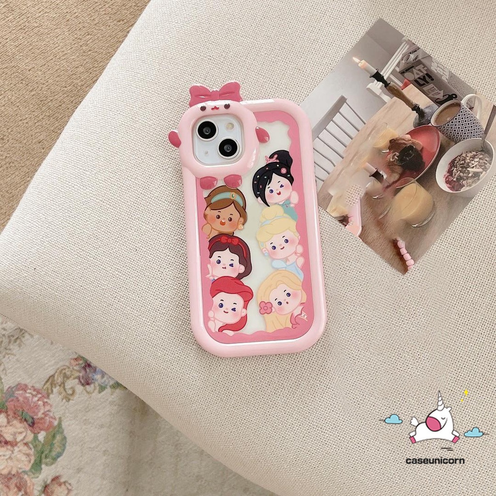 Casing Princess Disney Lucu Manis Realme C12 C33 C15 C31 C21Y 5 6i 9i 5s 5 7i 8i 8 9 7 8pro 9pro+ C30 C25 C25Y C11 C25s C35 C21 C2 C1 C1 C3 C17 Kartun 3D Bow Little Monster Lensa Sarung Cover Sarung