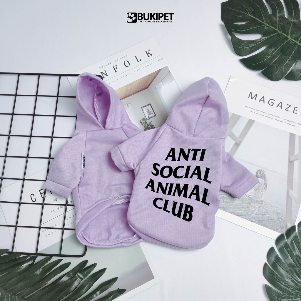 baju kucing anjing kelinci monyet lucu murah aksesoris hewan kecil - HOODIE ANTI SOCIAL ANIMAL CLUB