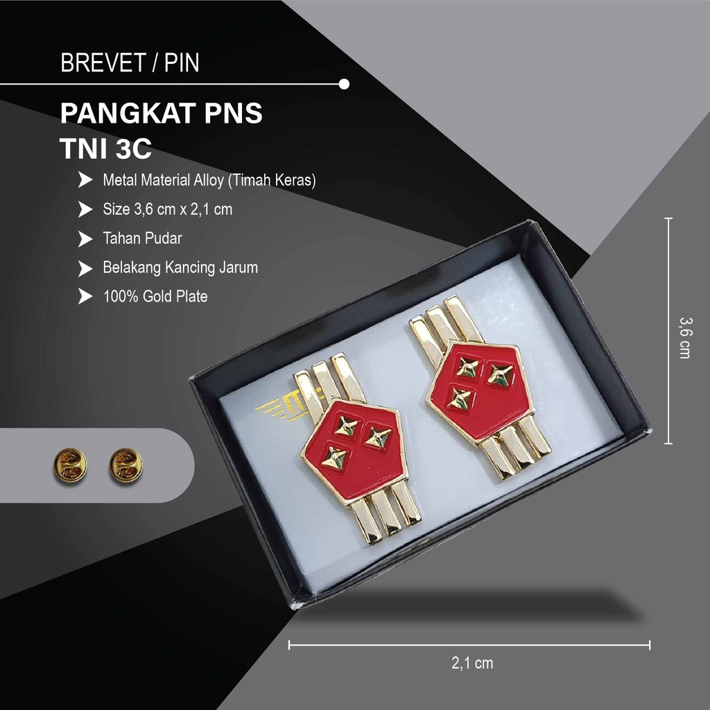 PIN PANGKAT PNS TNI 3C PREMIUM EXCLUSIVE