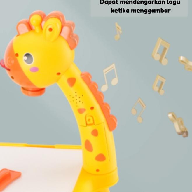 KUKE Meja Gambar Anak Proyektor / Mainan Edukasi / Meja Belajar Anak - Mahkota Pink