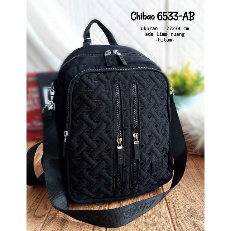 Tas Ransel Chibao 6533-AB bahan Kanvas Halus size 35x13x26 cm. Tas Wanita Import Tas Ransel Wanita BEST SELLER TERBARU BISA BAYAR DITEMPAT.!!!!