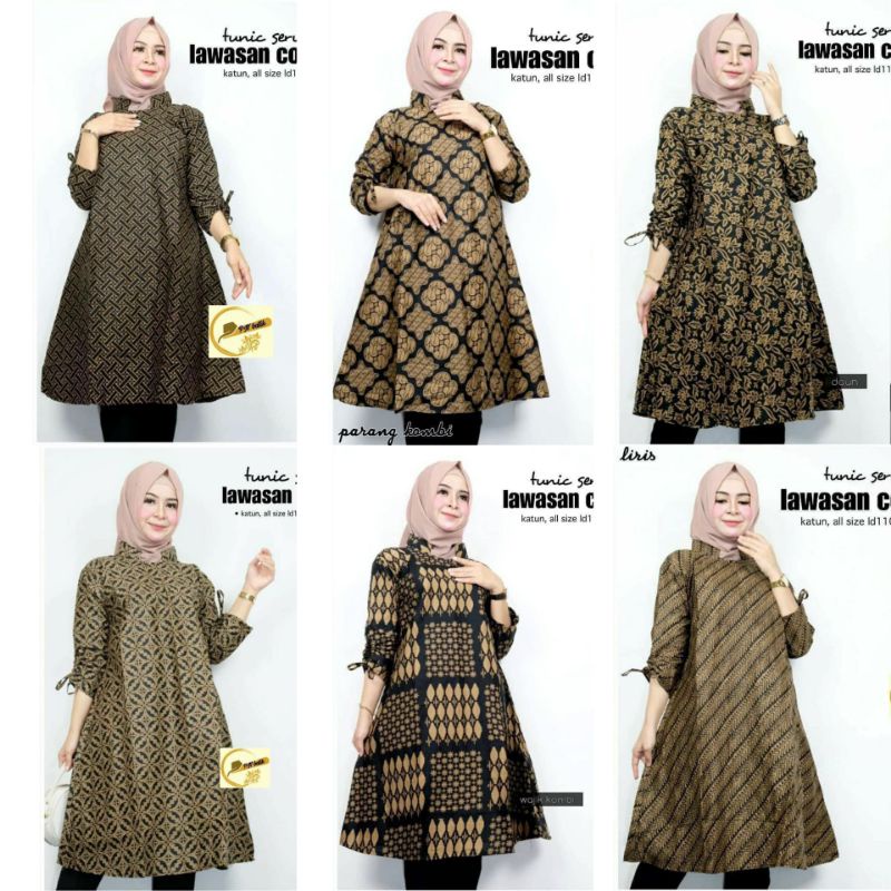 Batik Wanita Lawasan Coklat Tunik Serut Baju Kerja Wanita Batik Coklat