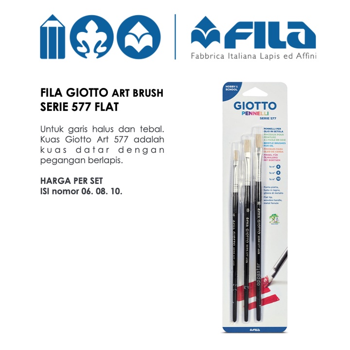 

Kuas Lukis Fila Giotto Art Brush Serie 577 Flat set 6 8 10 Original