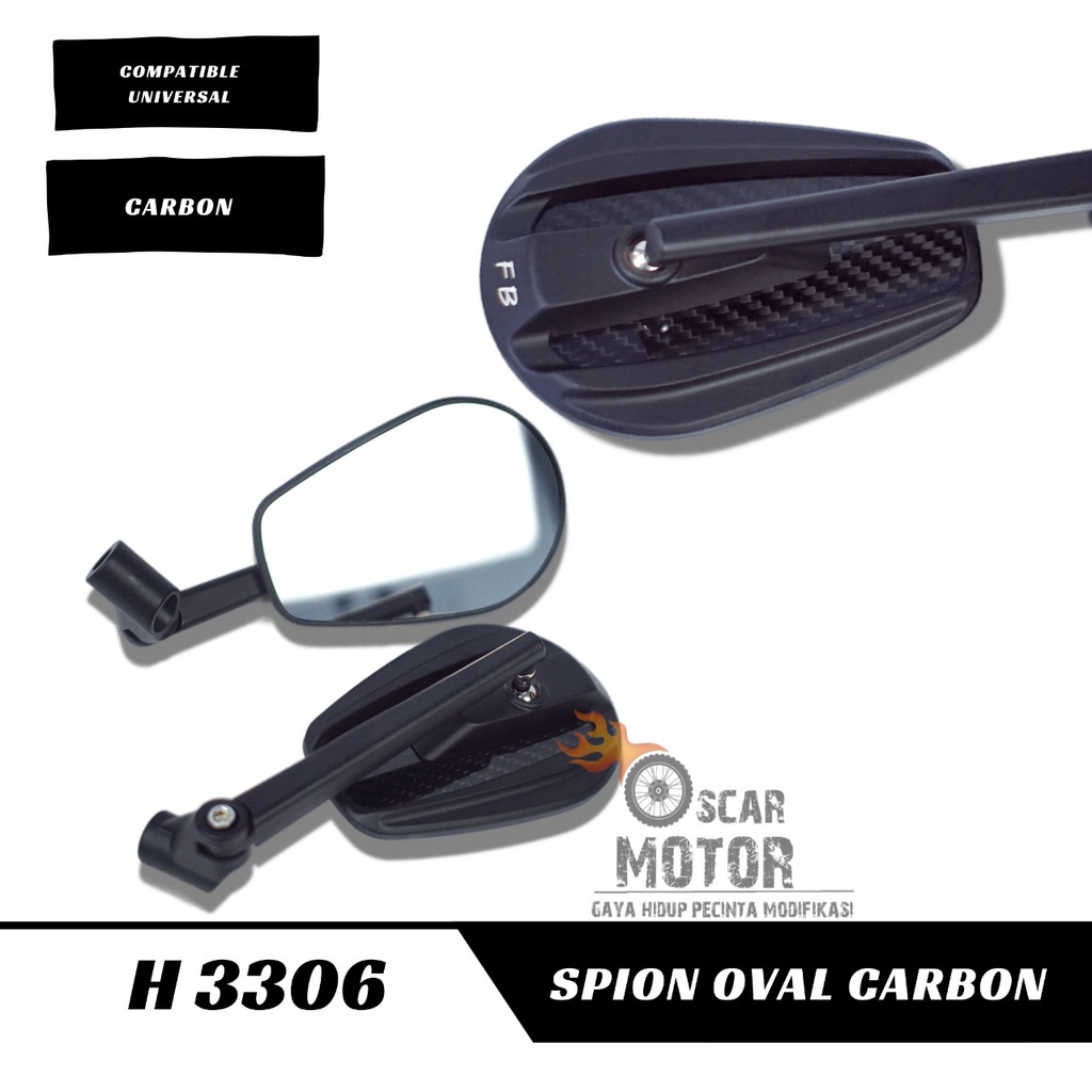 KACA SPION MOTOR FULL CNC ALUMINIUM REAR MIRROR MODEL OVAL UNIVERSAL   By Mega_Racing