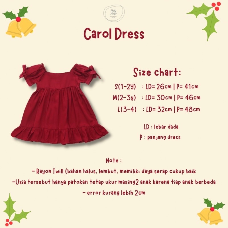 CAROL DRESS HaloArlo 1-4thn / Dress Anak