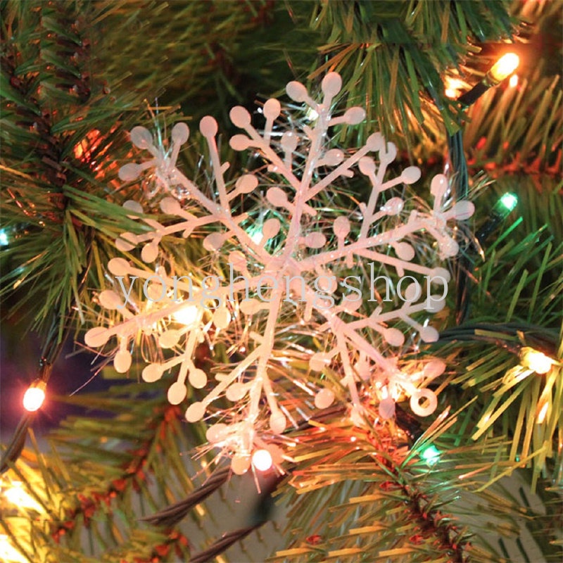 30pcs / set Ornamen Gantung Bentuk Snowflake Untuk Dekorasi Pohon Natal