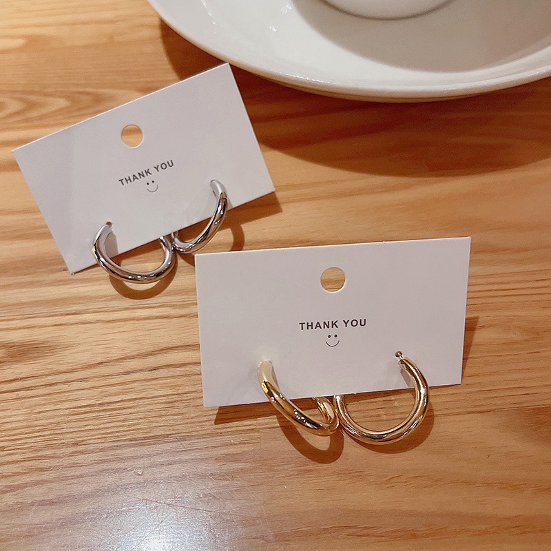 Anting stud silver needle 925 Bentuk Lingkaran Polos Gaya Klasik Untuk Wanita