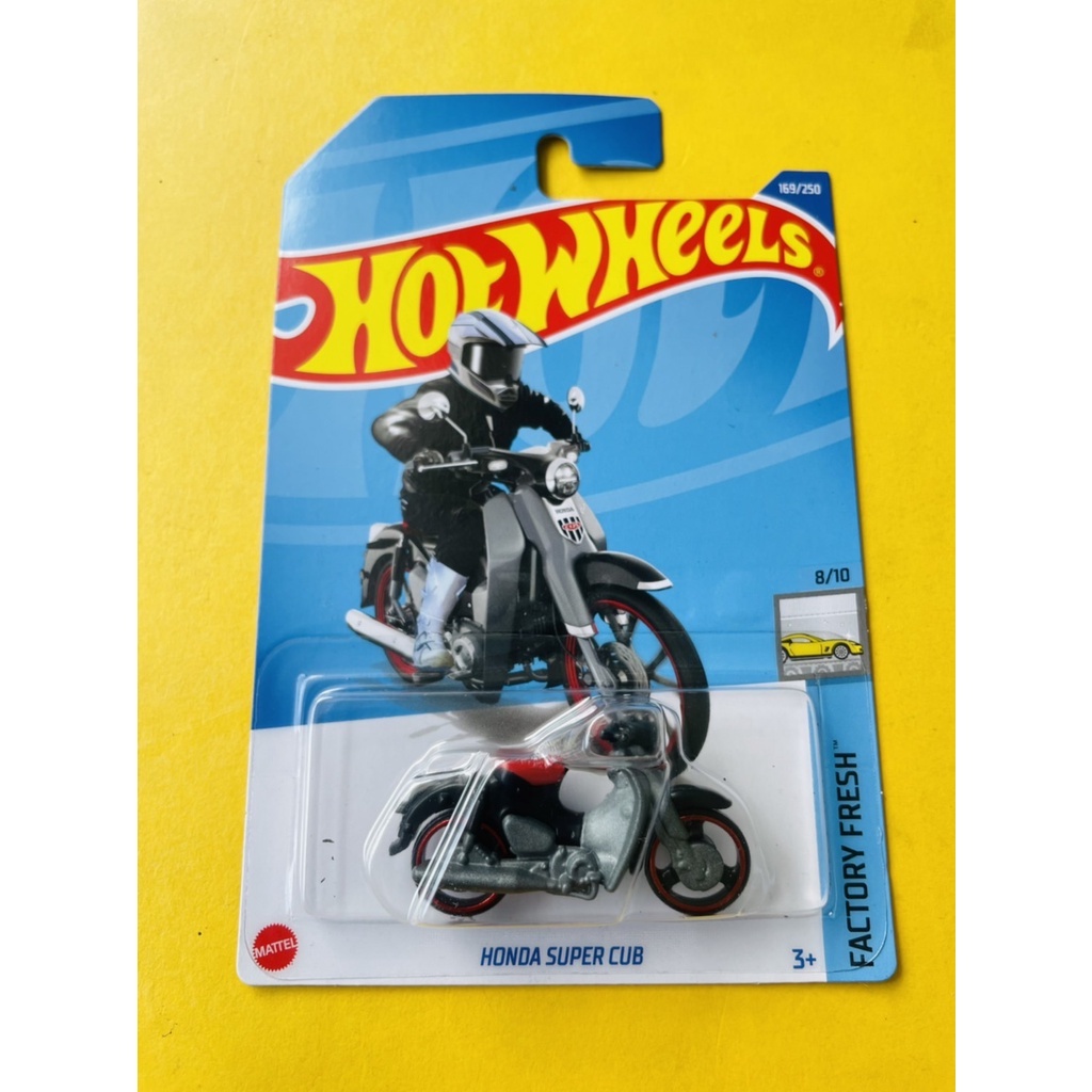HOTWHEELS HOT WHEELS HONDA SUPER CUB PUTIH MERAH FACTORY FRESH DIECAST MINIATUR MOTOR BESAR MOGE LAN