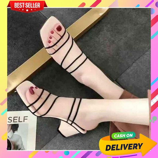 Sandal - Sendal Heels Hils Heals Hels Hak Tapak Tahu Tinggi Kaca Transparan Kondangan Pesta Wisuda K