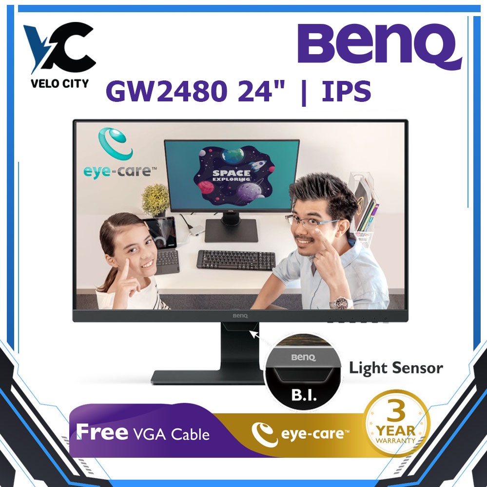 LED Monitor BenQ GW2480 24inch IPS Full HD HDMI LED Eye Care Monitor