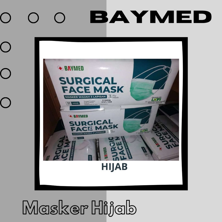 BAYMED Masker Hijab 50 PCS / Headloop Baymed Mask Hijau