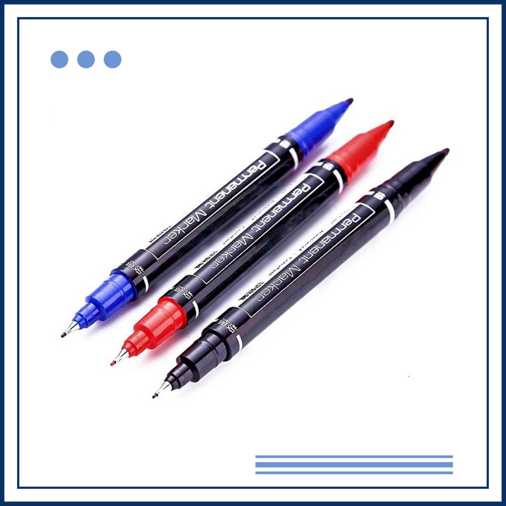 

Murah Deli Pena Permanen Dual Head Tip Marker Pens Waterproof - 6824 Elegan