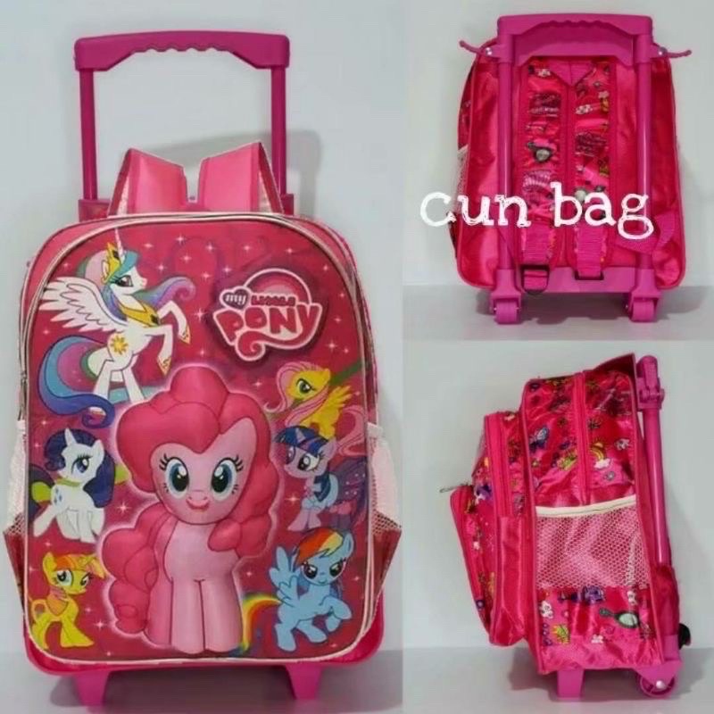 Tas Troli Anak Perempuan Motif TIMBUL little Pony Tas Dorong anak Perempuan Tas roda anak perempuan